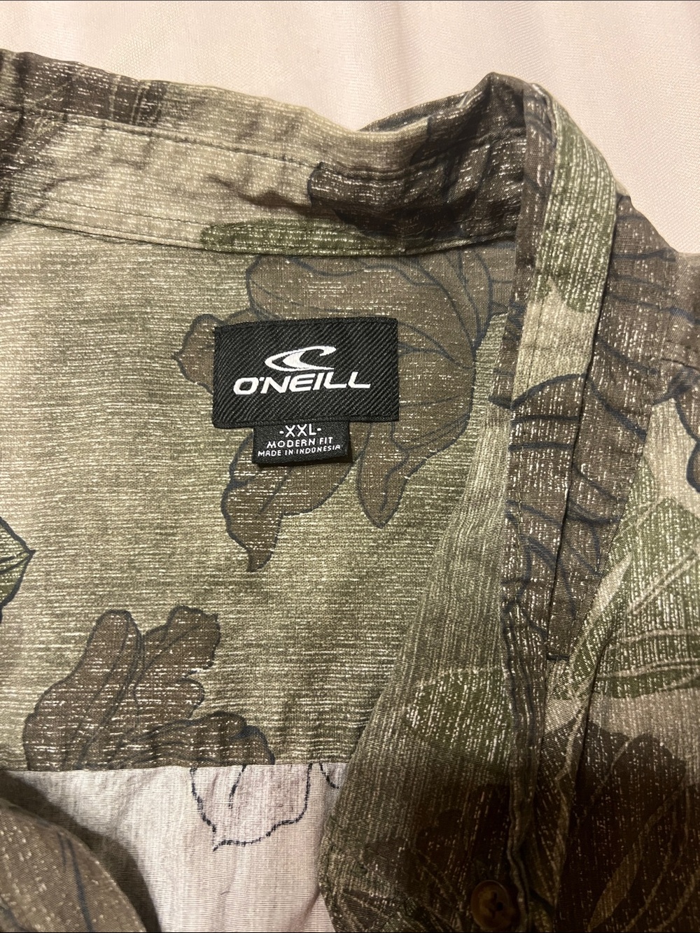 O'Neill Olive and Brown Floral Button-Down Shirt